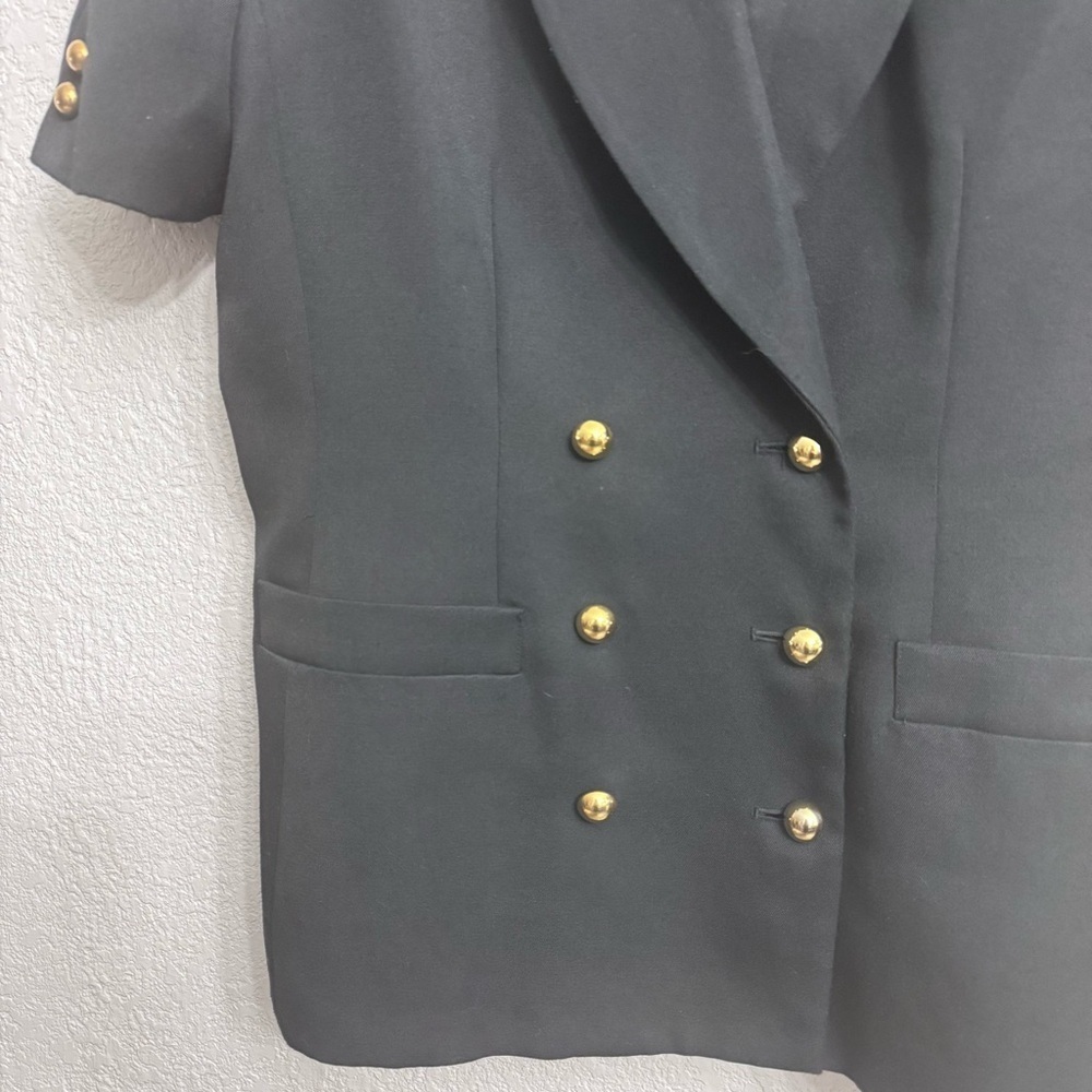 Kasper for A.S.L Black Double Breasted Short Sleeve Blazer – Size 14 - Picture 4 of 8
